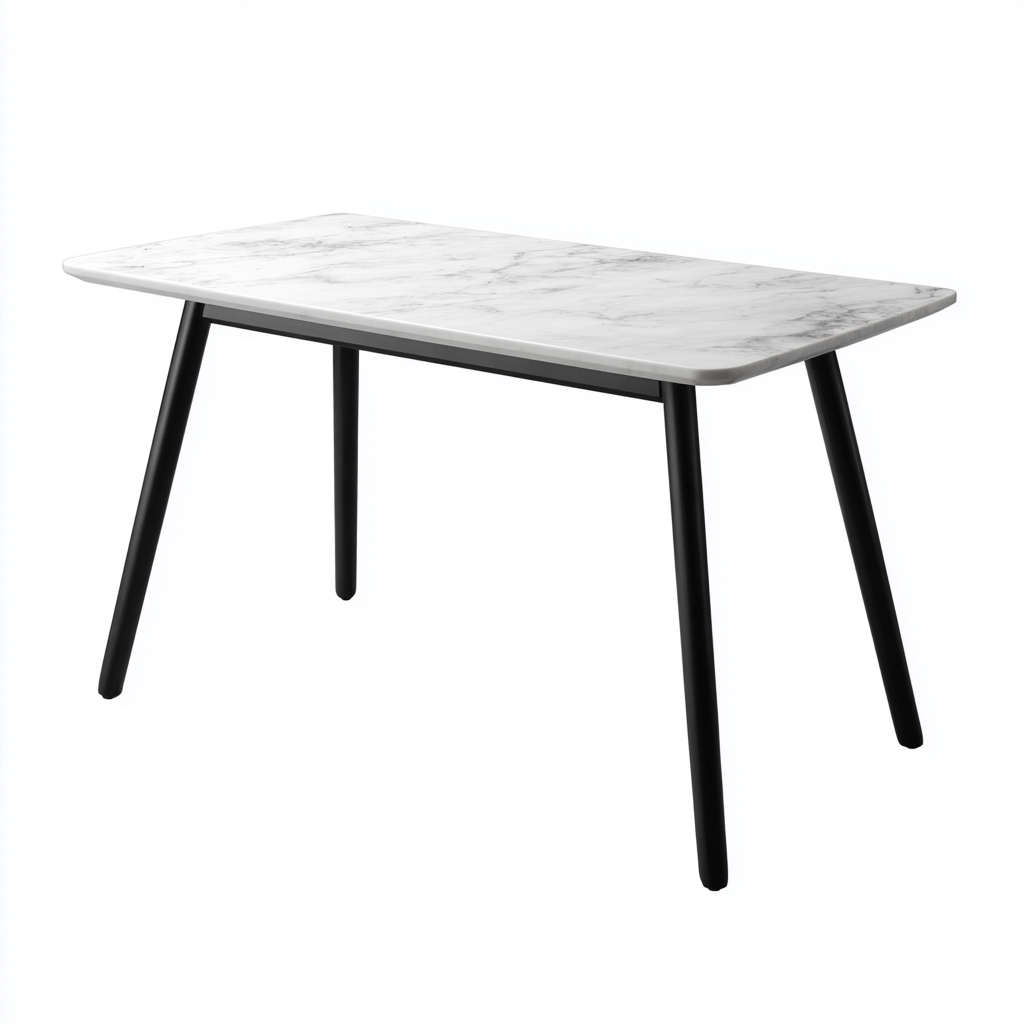 Tavolo da pranzo - piano in marmo e gambe in metallo - 160x80x75 cm - bianco - nero - design moderno per sala da pranzo- Havengetyard