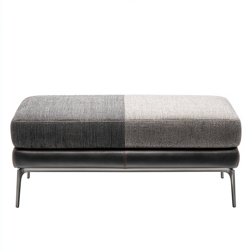 Panca per letto imbottita-tessuto-pelle sintetica-120x45x42 cm-Grigio-Nero-stile contemporaneo- Havengetyard