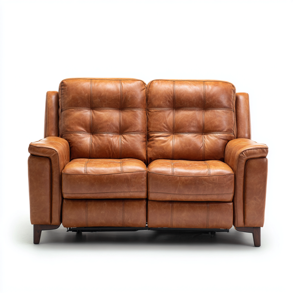 Divano a due posti pelle 155x90x95 cm - marrone - stile moderno- Havengetyard