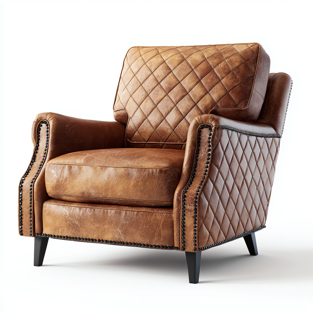 Poltrona imbottita in similpelle con struttura in legno 78x82x80 cm - Marrone - Design classico per soggiorno- Havengetyard