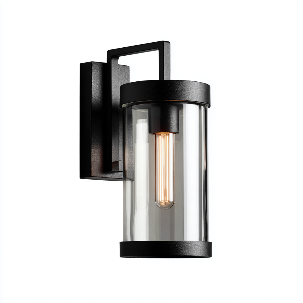 Applique da parete in metallo e vetro 14x19x31 cm - nero - stile contemporaneo- Havengetyard