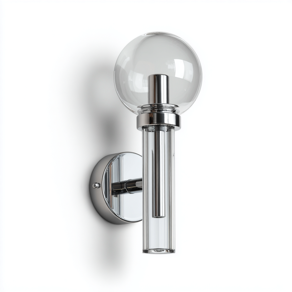 Applique da parete in metallo e vetro 13x18x29 cm - argento - stile moderno- Havengetyard