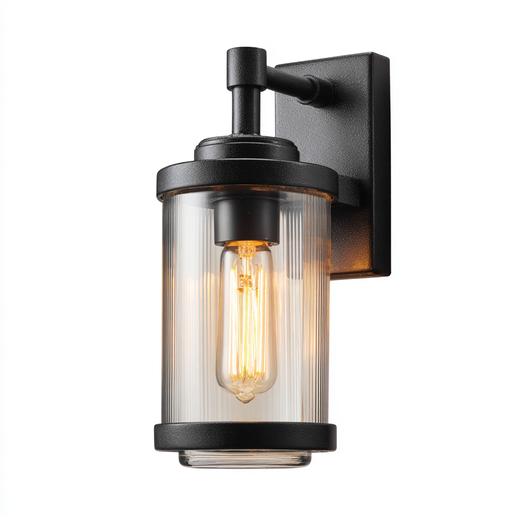 Applique - metallo e vetro cilindrico con lampadina decorativa - 12x18x26 cm - nero - design industriale- Havengetyard