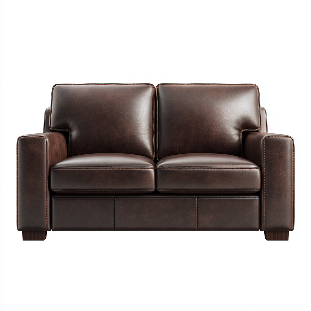 Divano 2 posti in pelle marrone scuro 160x80x85 cm - marrone scuro - stile moderno per soggiorno- Havengetyard