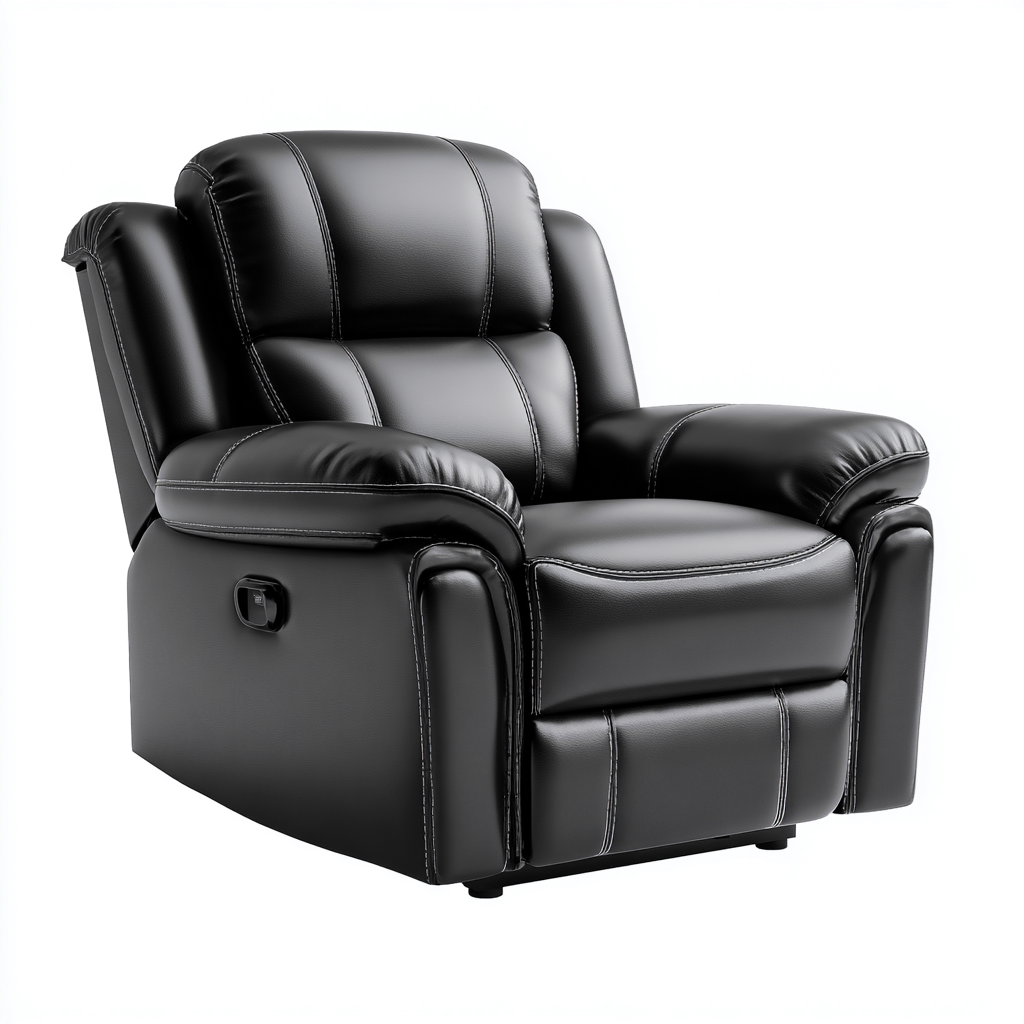 Poltrona reclinabile-Pelle sintetica-92x96x105cm-Nero-Stile moderno confortevole- Havengetyard