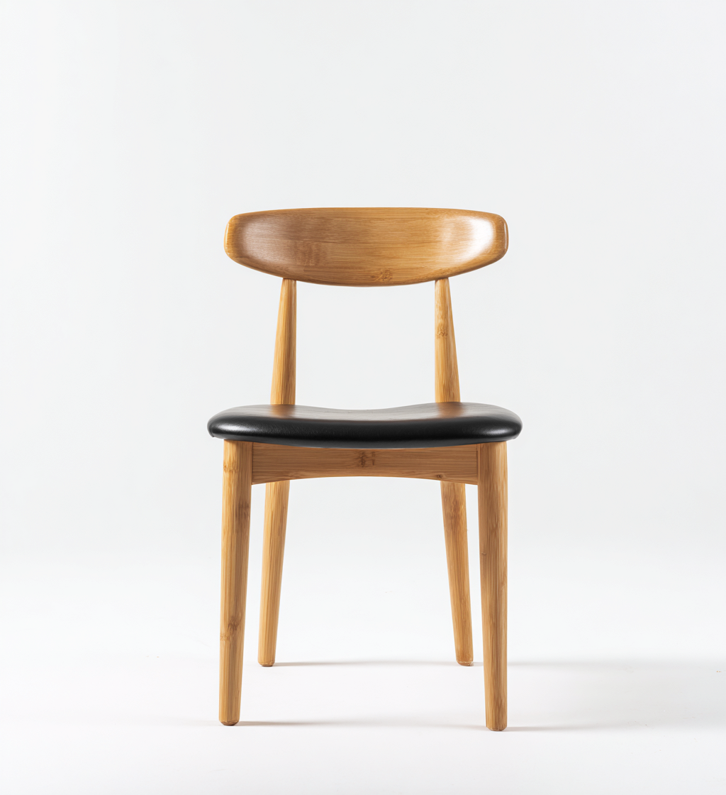 Sedia da pranzo in bambù e seduta imbottita 45x50x78 cm - naturale-nero - per sala da pranzo - design moderno- Havengetyard