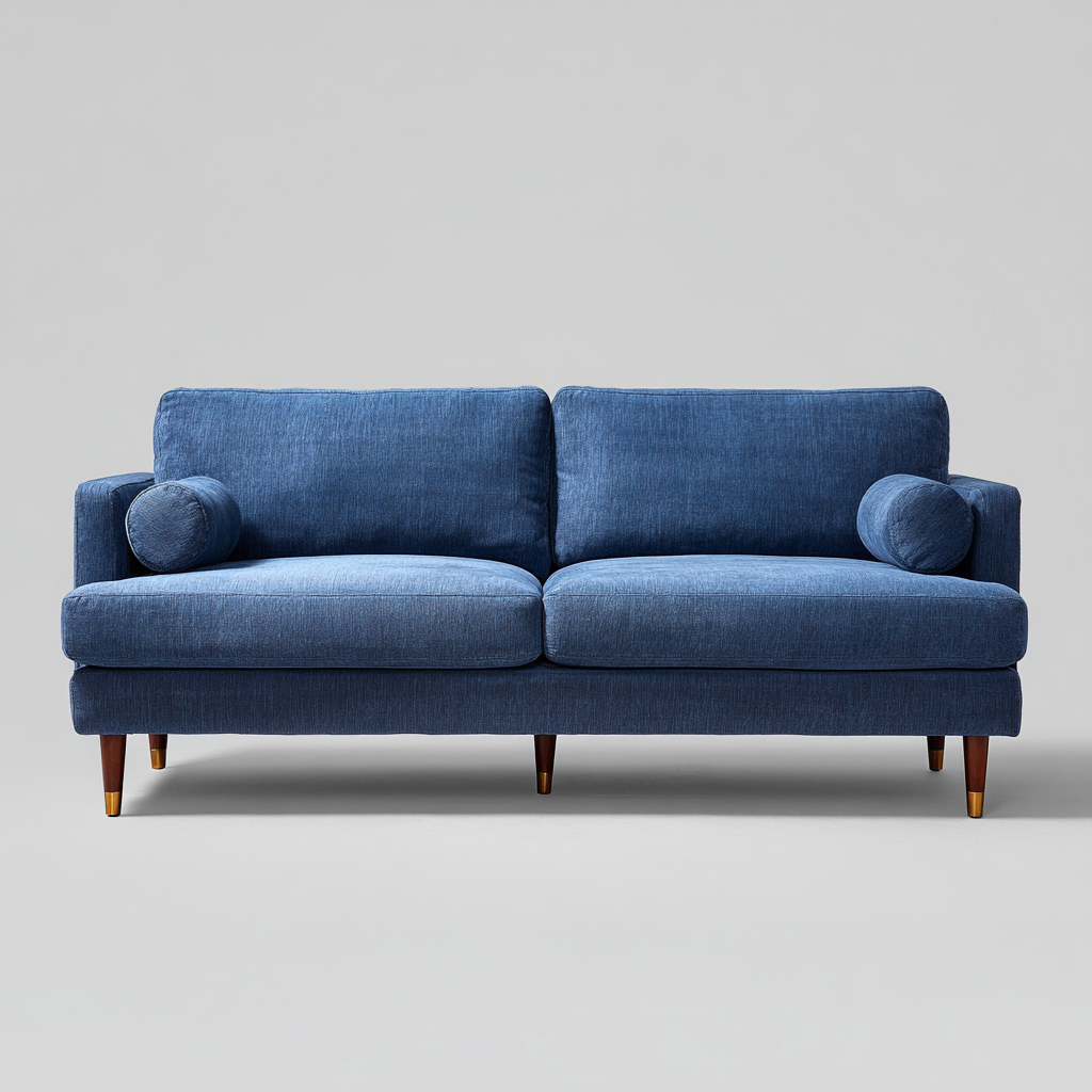 Divano lineare tessuto lino 190x85x75 cm - blu - design semplice- Havengetyard