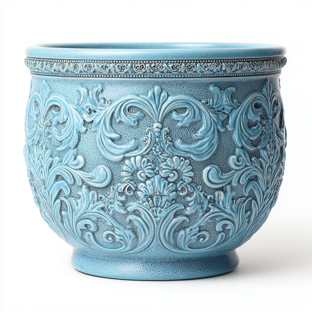Vaso da fiori Ceramica 26x26x24 cm - Azzurro - Design decorativo- Havengetyard