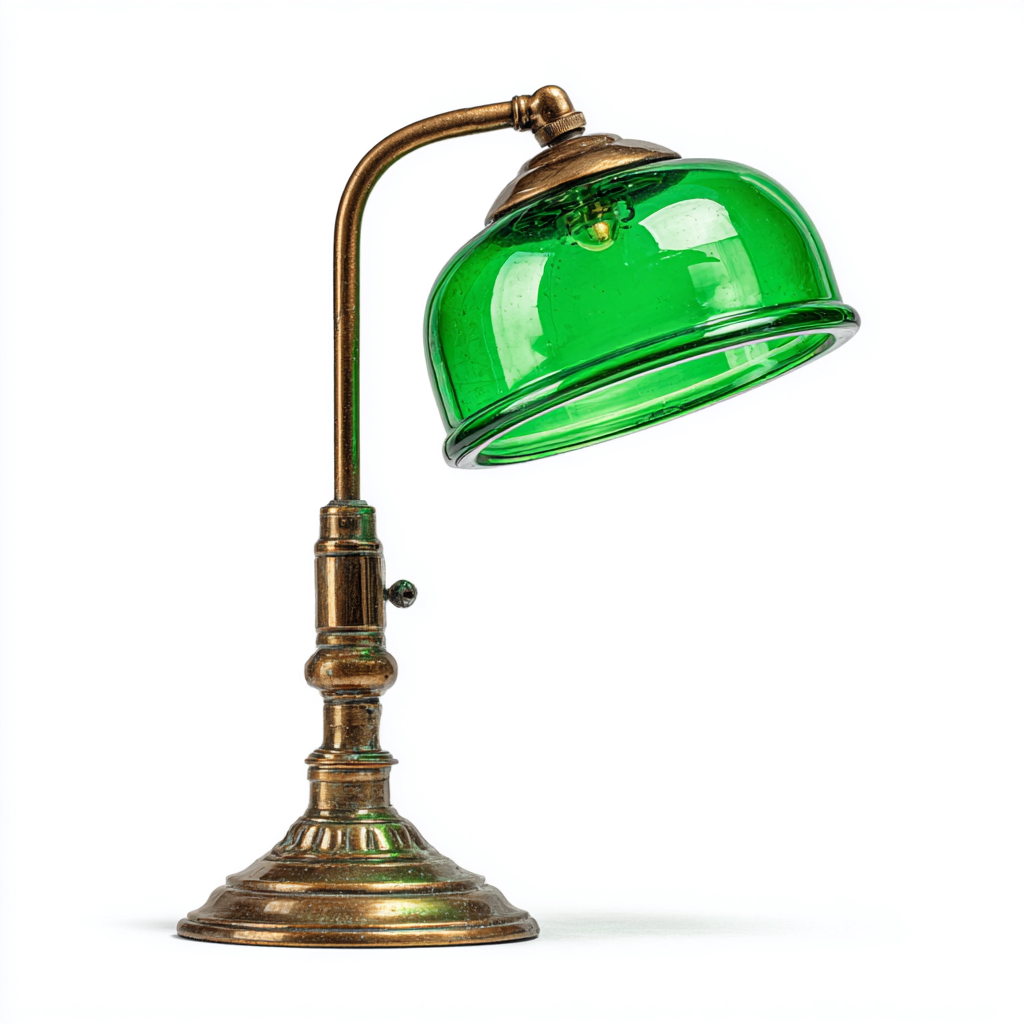 Lampada da tavolo in metallo e vetro 22x18x38 cm - verde e bronzo - stile vintage- Havengetyard