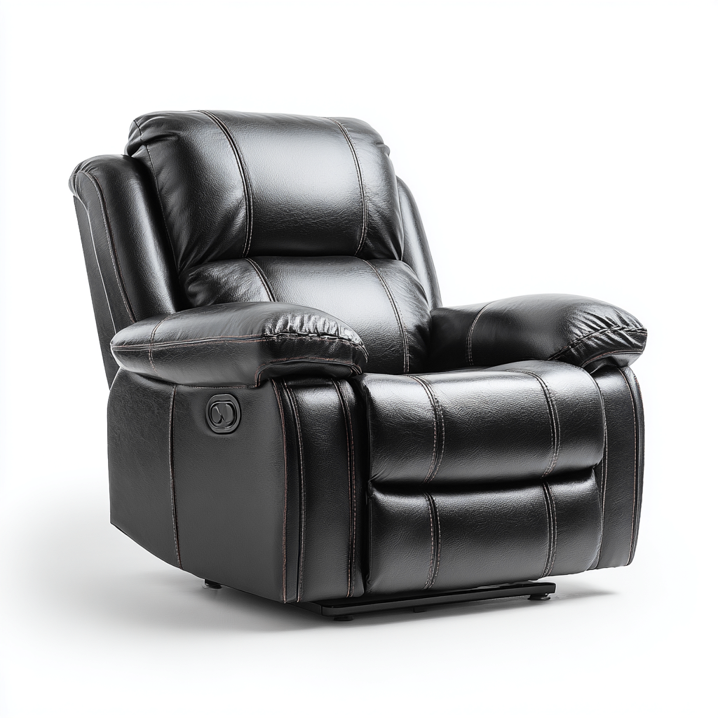 Poltrona reclinabile-Pelle sintetica-94x98x104cm-Nero-Stile moderno confortevole- Havengetyard