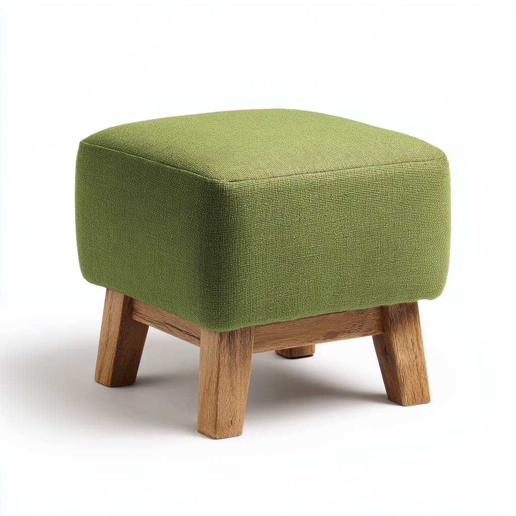 Pouf - tessuto - 40x40x40 cm - verde-legno - stile nordico- Havengetyard
