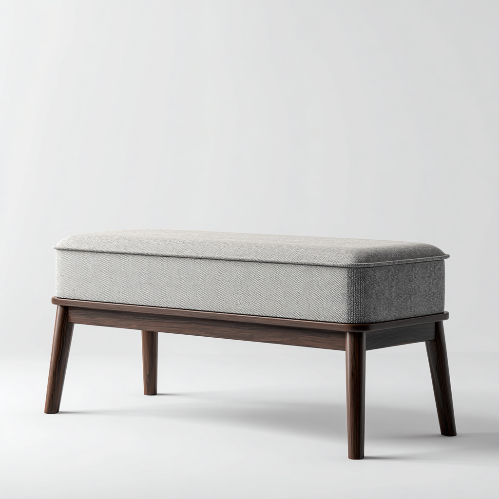 Panca per letto imbottita-tessuto-legno-120x43x45 cm-Grigio-stile contemporaneo- Havengetyard