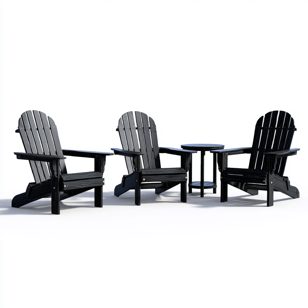 Set di sedie da giardino con tavolino in plastica 3 sedute 90x75x95 cm e tavolino 50x50x45 cm - Nero - stile classico da esterno- Havengetyard