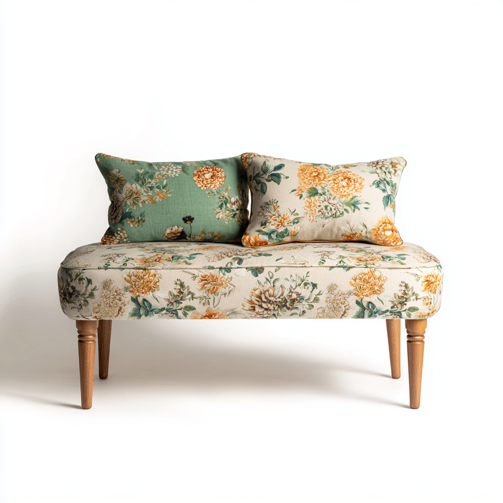 Panca per letto imbottita-tessuto stampato 122x44x48 cm-Multicolore-stile classico- Havengetyard