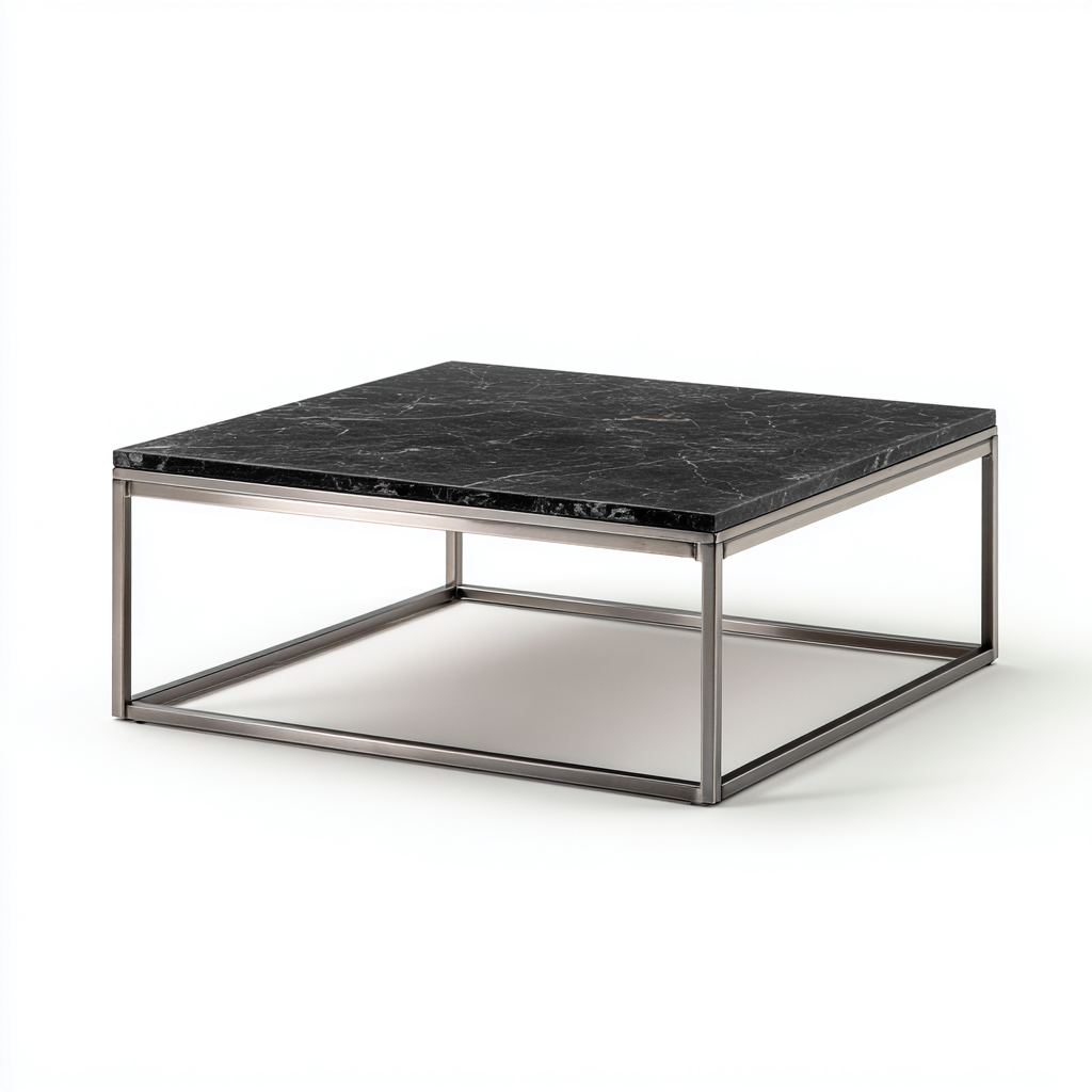 Tavolino da caffè-marmo-metallo-80x80x40 cm-nero-stile moderno- Havengetyard