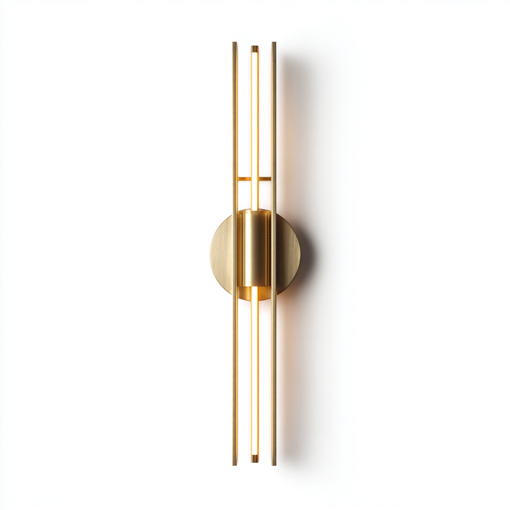 Applique in ottone con struttura lineare 12x8x58 cm - oro - design moderno- Havengetyard