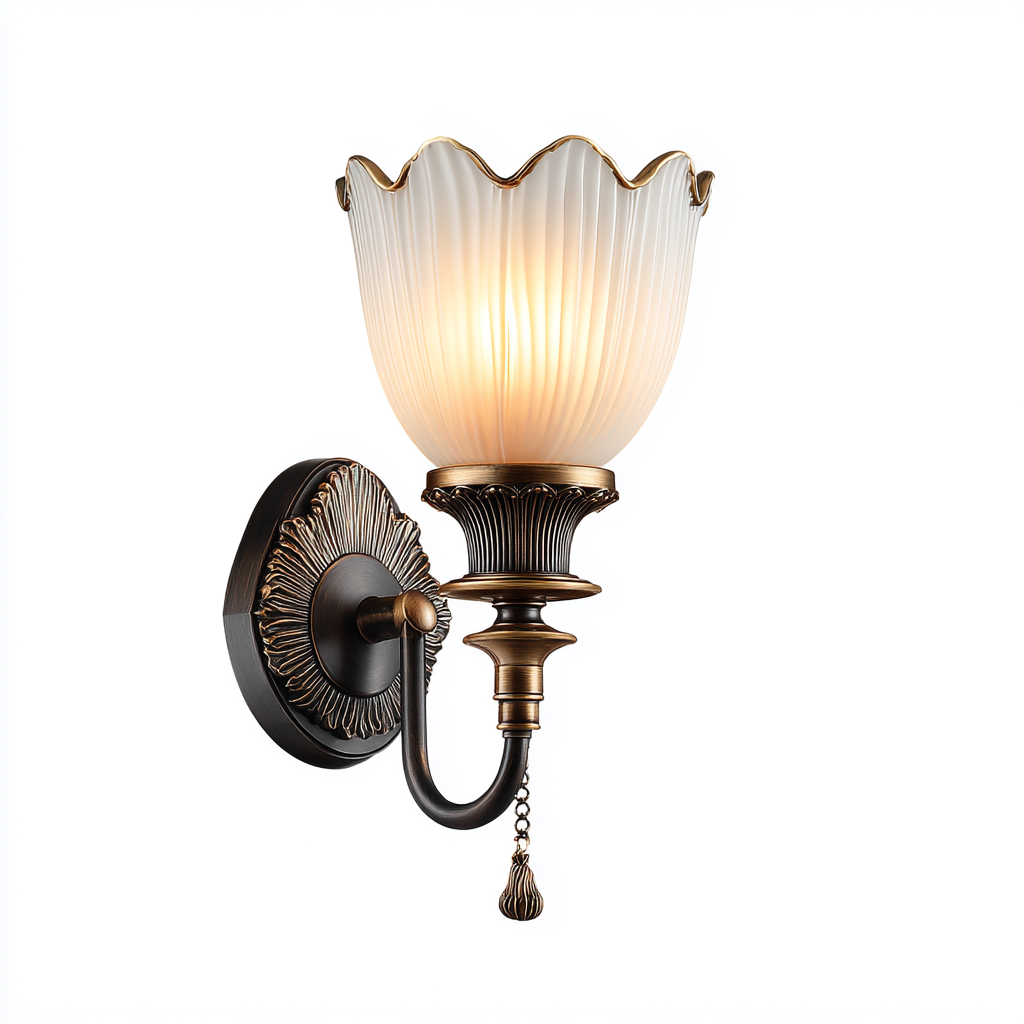 Applique in metallo e vetro 18x25x32 cm - bronzo-bianco - design classico per illuminazione domestica- Havengetyard