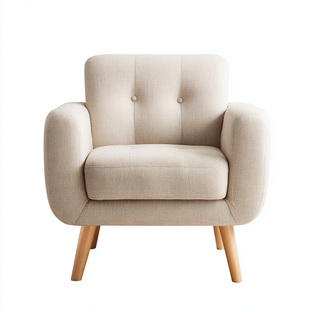Poltrona tessuto beige gambe in legno 78x72x82 cm - design moderno per soggiorno- Havengetyard