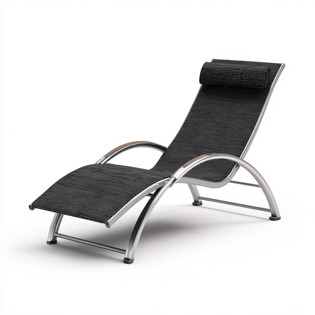 Lettino da sole per esterni struttura in metallo tessuto 190x65x85 cm - nero - design moderno per uso outdoor- Havengetyard