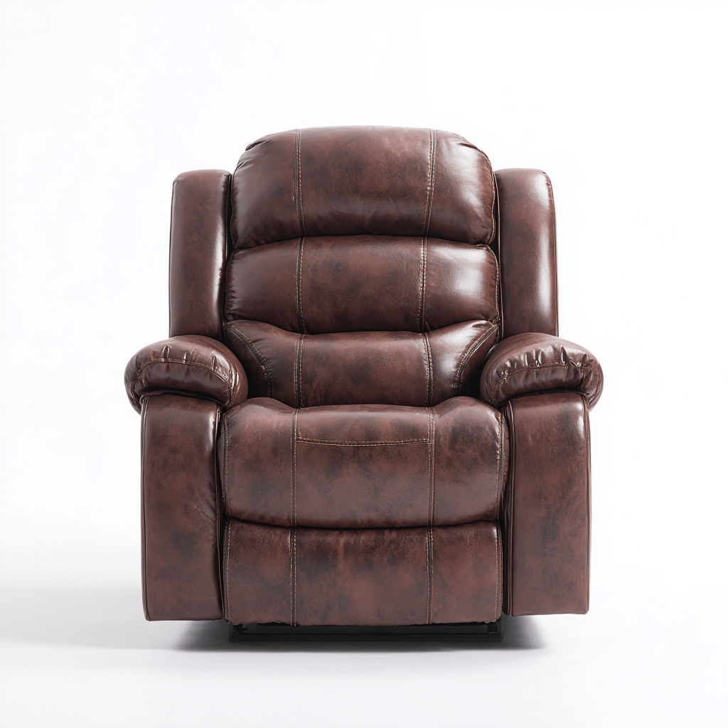 Poltrona reclinabile-Pelle sintetica-96x100x106cm-Marrone-Stile classico confortevole- Havengetyard