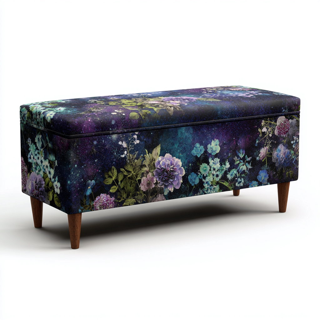 Panca per letto imbottita-tessuto stampato 120x40x45 cm-Multicolore-stile decorativo- Havengetyard