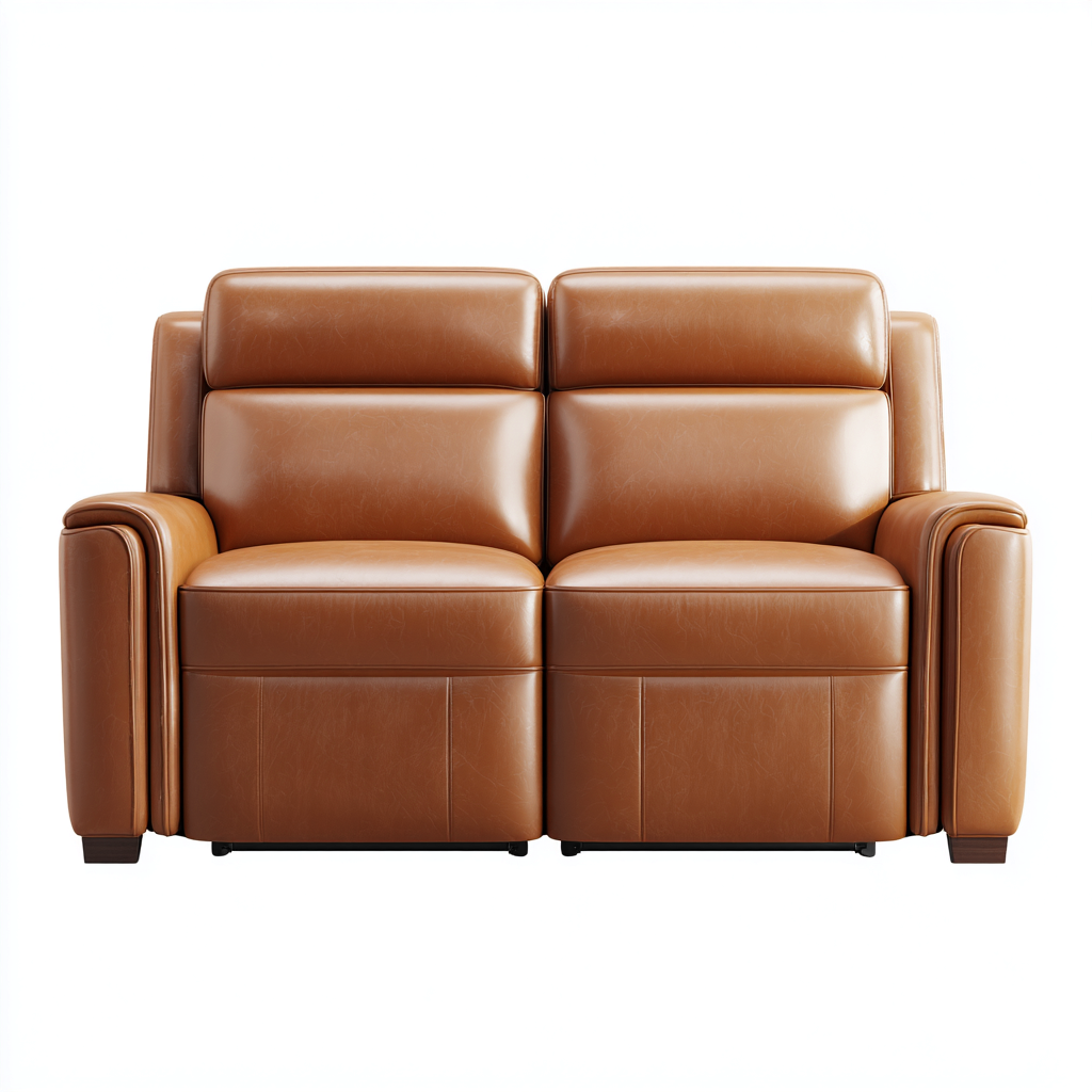 Divano a due posti pelle 150x85x95 cm - marrone - stile moderno- Havengetyard