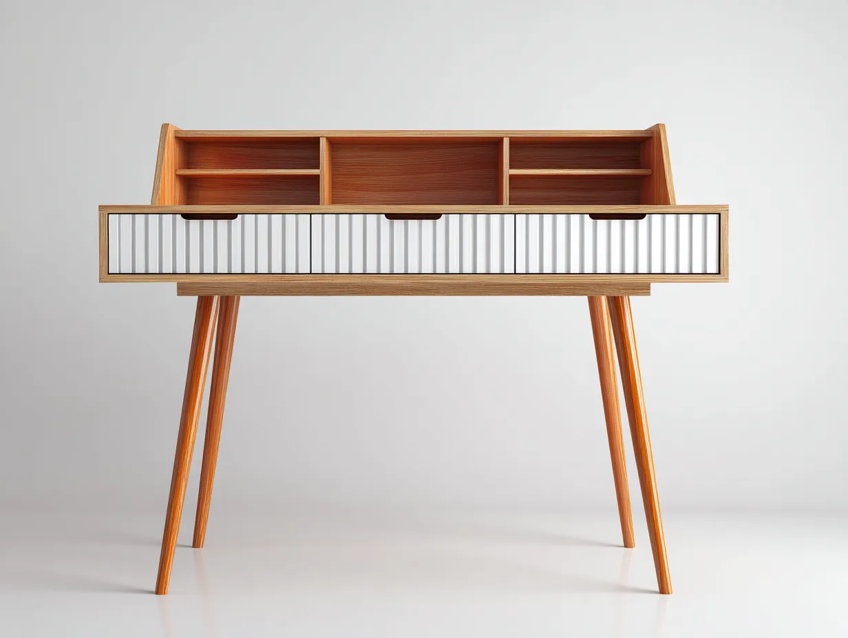 Schreibtisch-Holz-MDF-125 x 60 x 98 cm-Weiß-Natur-Modern Skandinavisch-Casamypad