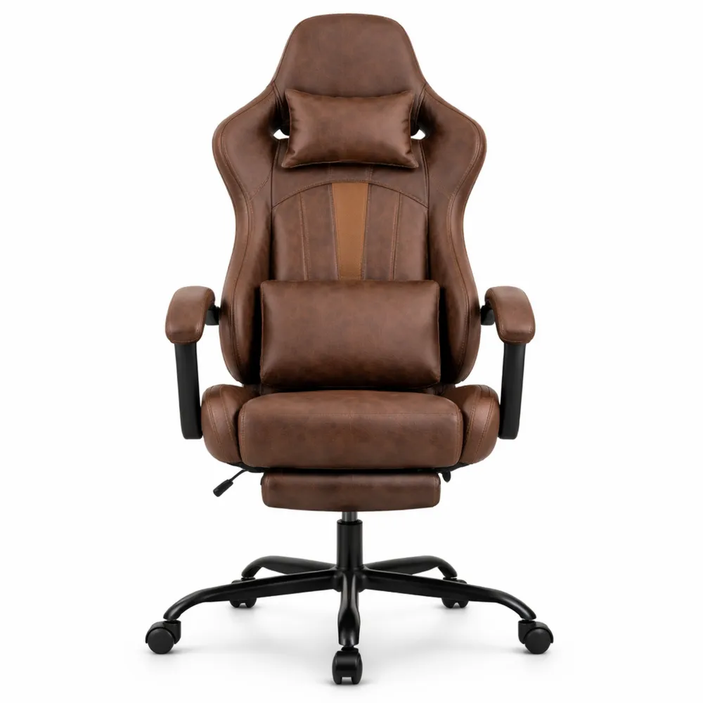 Chaise ergonomique pour gaming avec repose-pieds et support lombaire