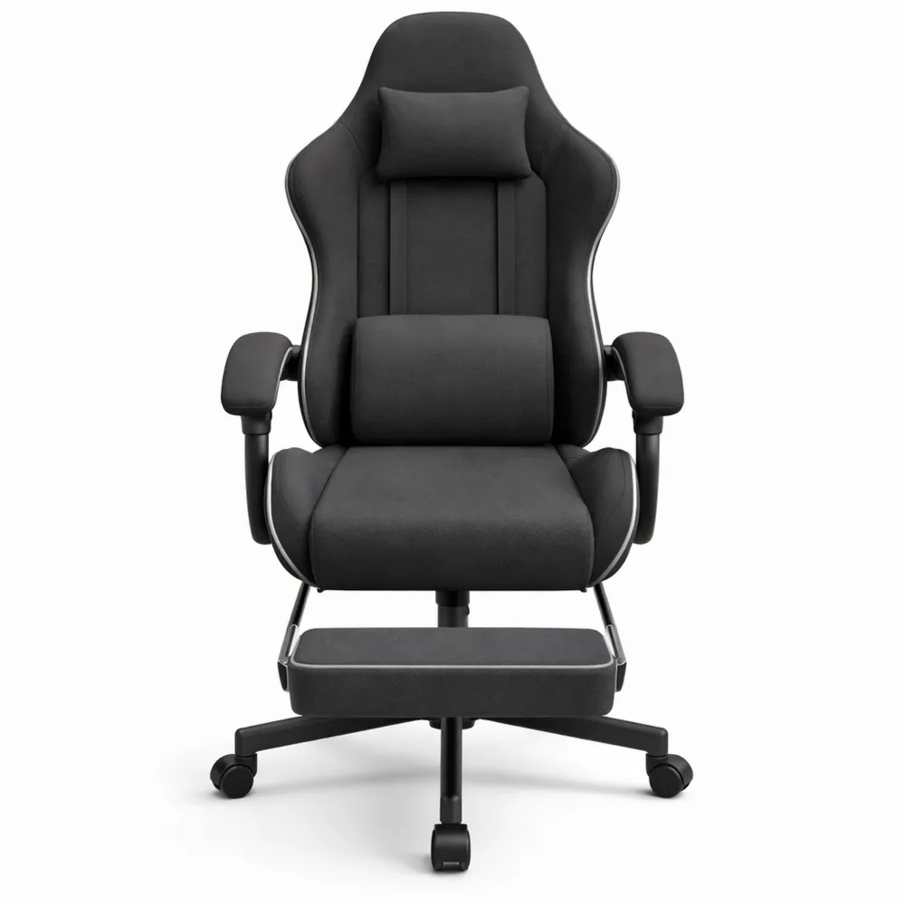 Fauteuil de Jeu Ergonomique avec Coussin de Massage et Repose-Pieds