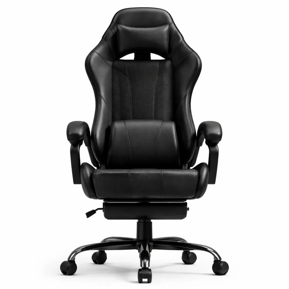 Chaise ergonomique pour gamer avec coussin à ressorts ensachés et repose-pied