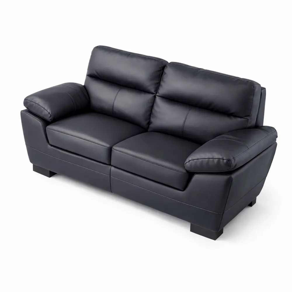 Canapé en cuir reconstitué 2 places, noir, 169cm