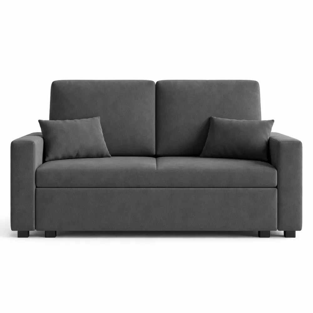 Sofa convertible moderne en velours gris foncé