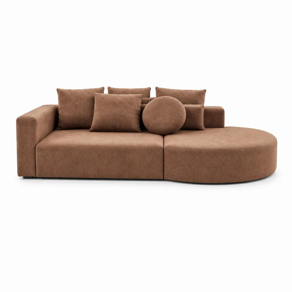 Canapé-lit modulable 5 places en tissu avec coussins, canapé en U convertible pour salon