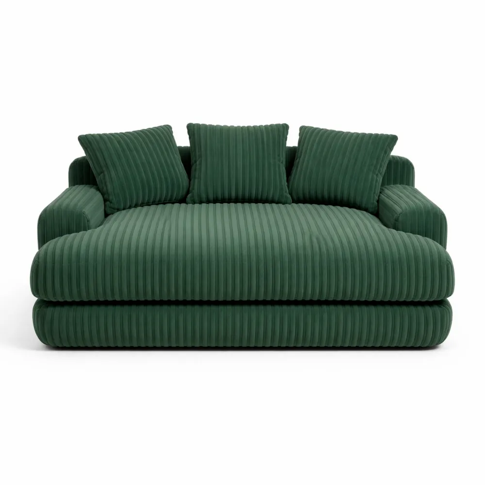 Canapé convertible une place avec coussins moelleux en velours côtelé