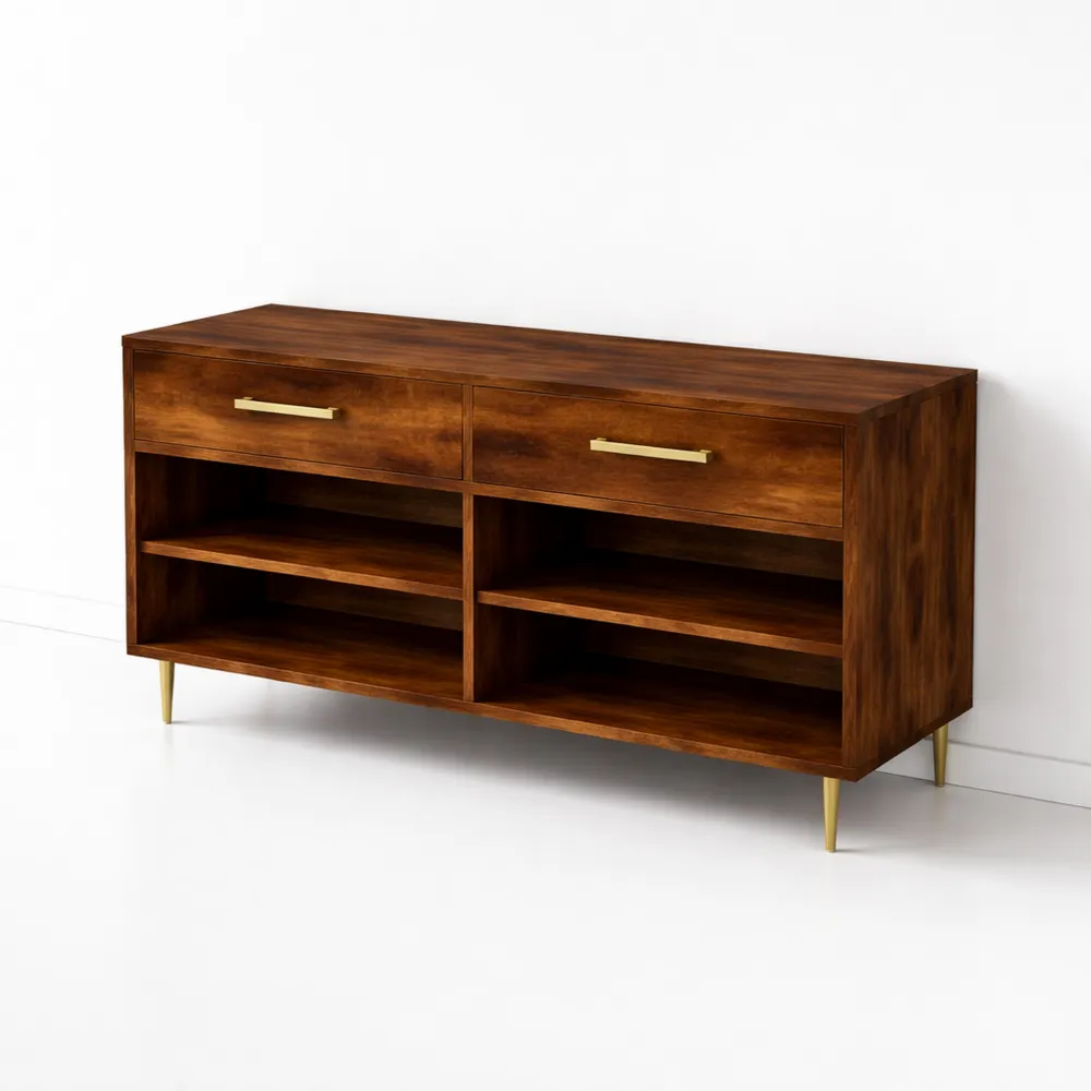 Banc de rangement pour chaussures en bois 102 x 35 x 55 cm avec étagères multiples