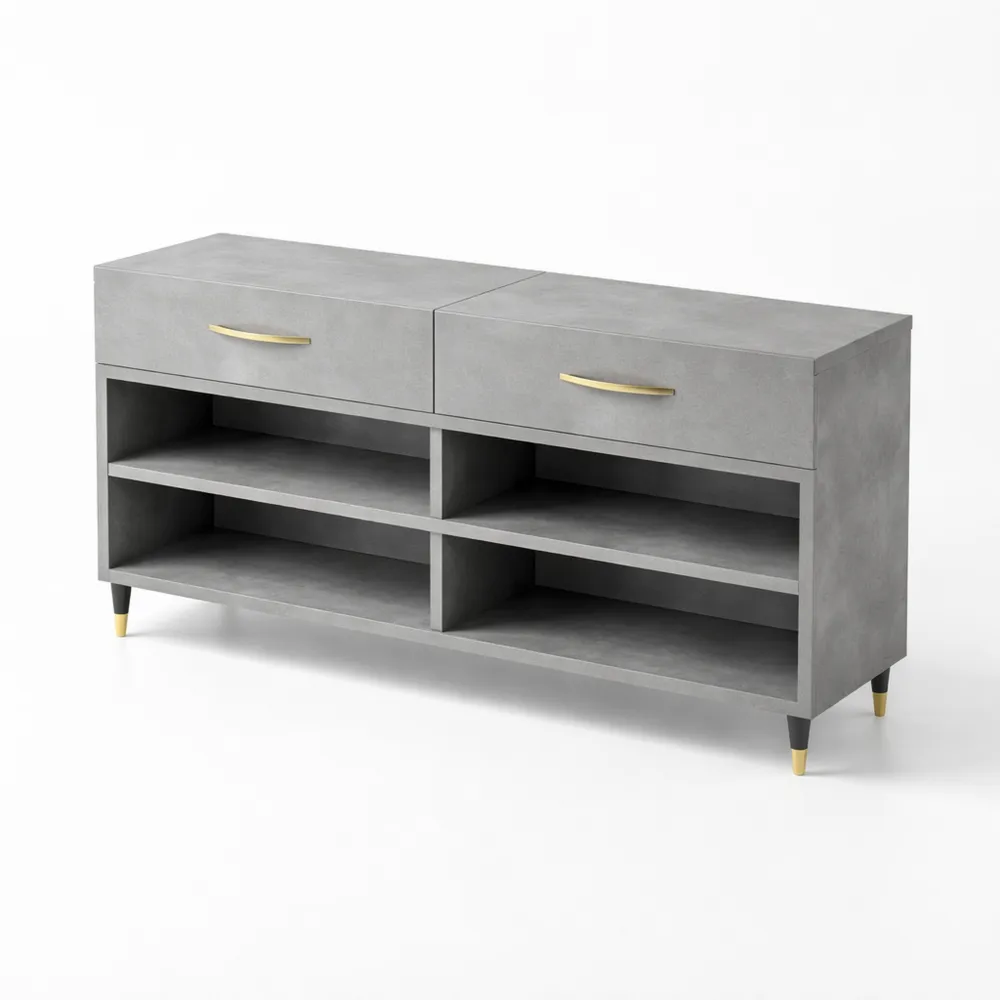 Banc de rangement pour chaussures en bois gris clair 102 x 35 x 55 cm