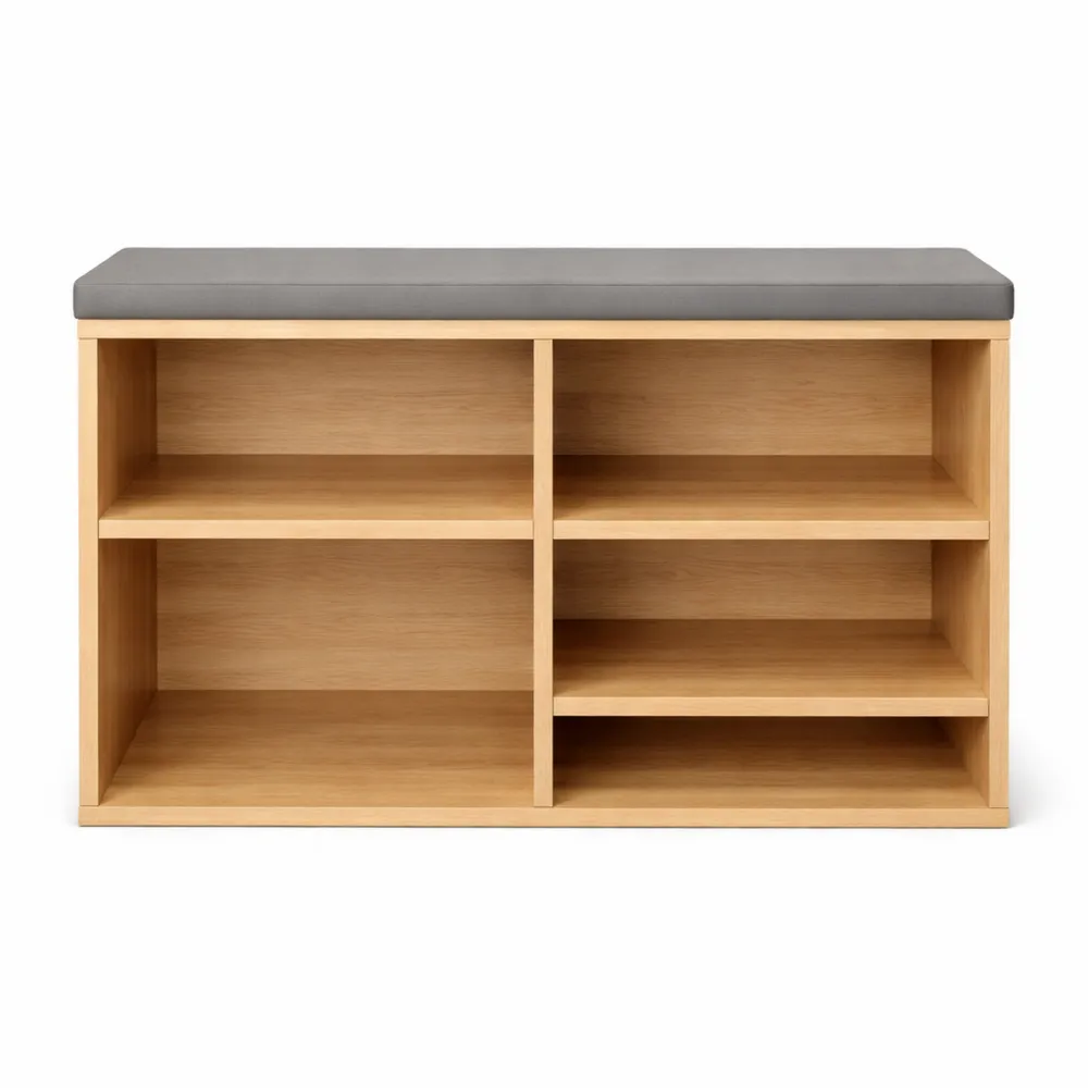 Meuble de Rangement pour Chaussures avec Coussin d'Assise, Bois Naturel, Taille Unique