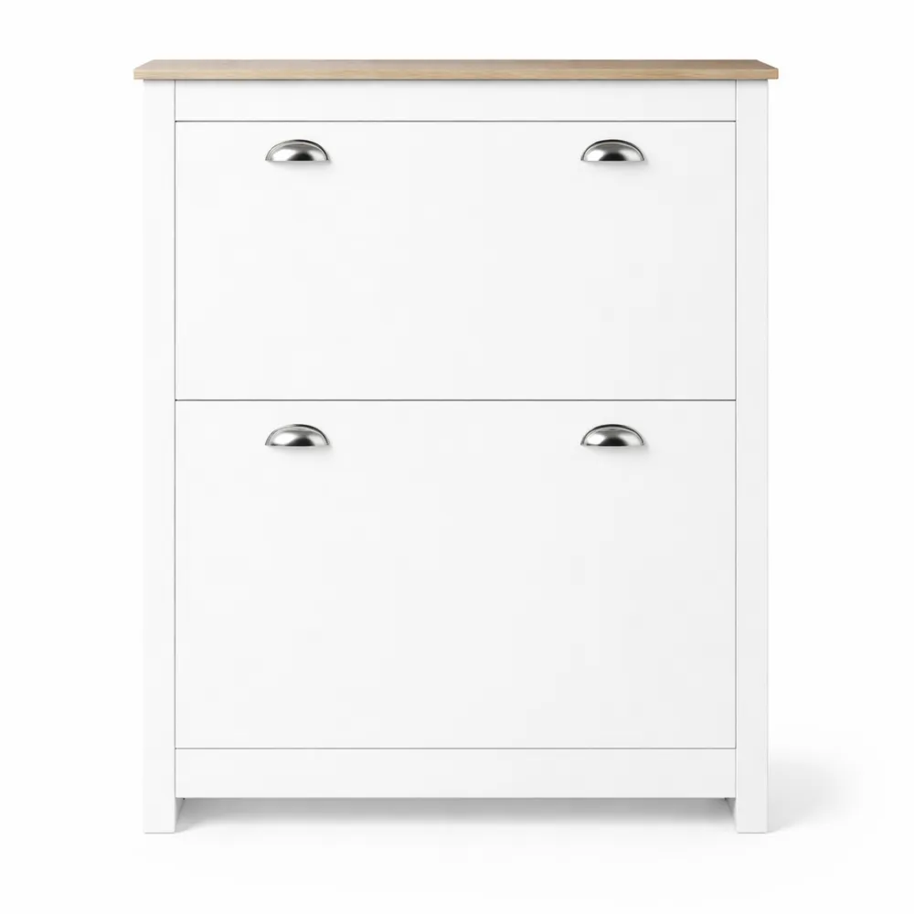 Armoire à Chaussures Étroite avec Tiroirs Rabattables et Étagères Réglables, pour Entrée