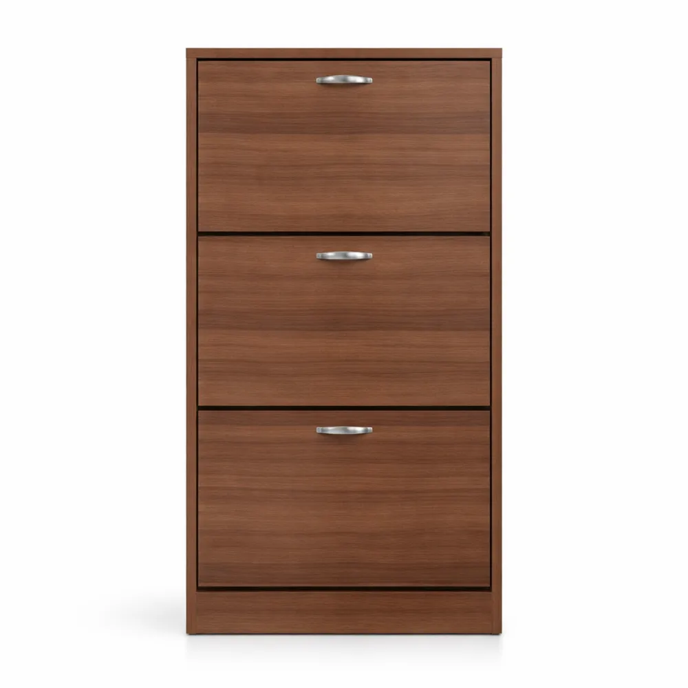 Armoire de Rangement à Chaussures 3 Tiroirs en Bois de Noyer