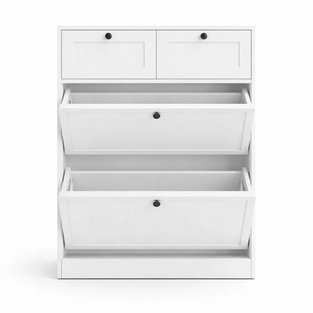 Armoire à Chaussures avec Séparateurs Réglables pour Entrée, 80x100x24 cm, Blanc