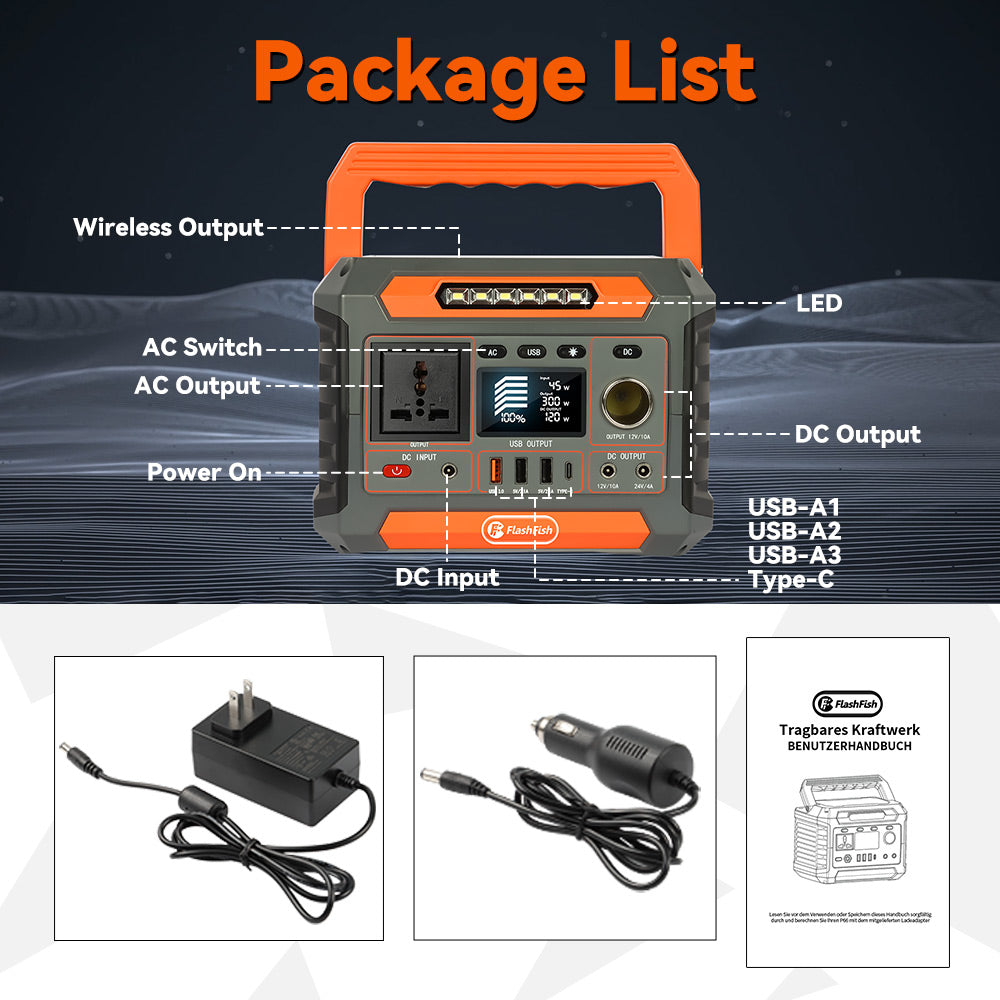 FlashFish P66A Portable Power Station | 260W+288Wh UPS & Wireless