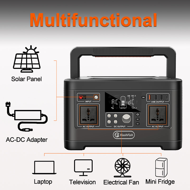 FlashFish P63 Portable Power Station | 500W+520Wh High-Capacity Backup