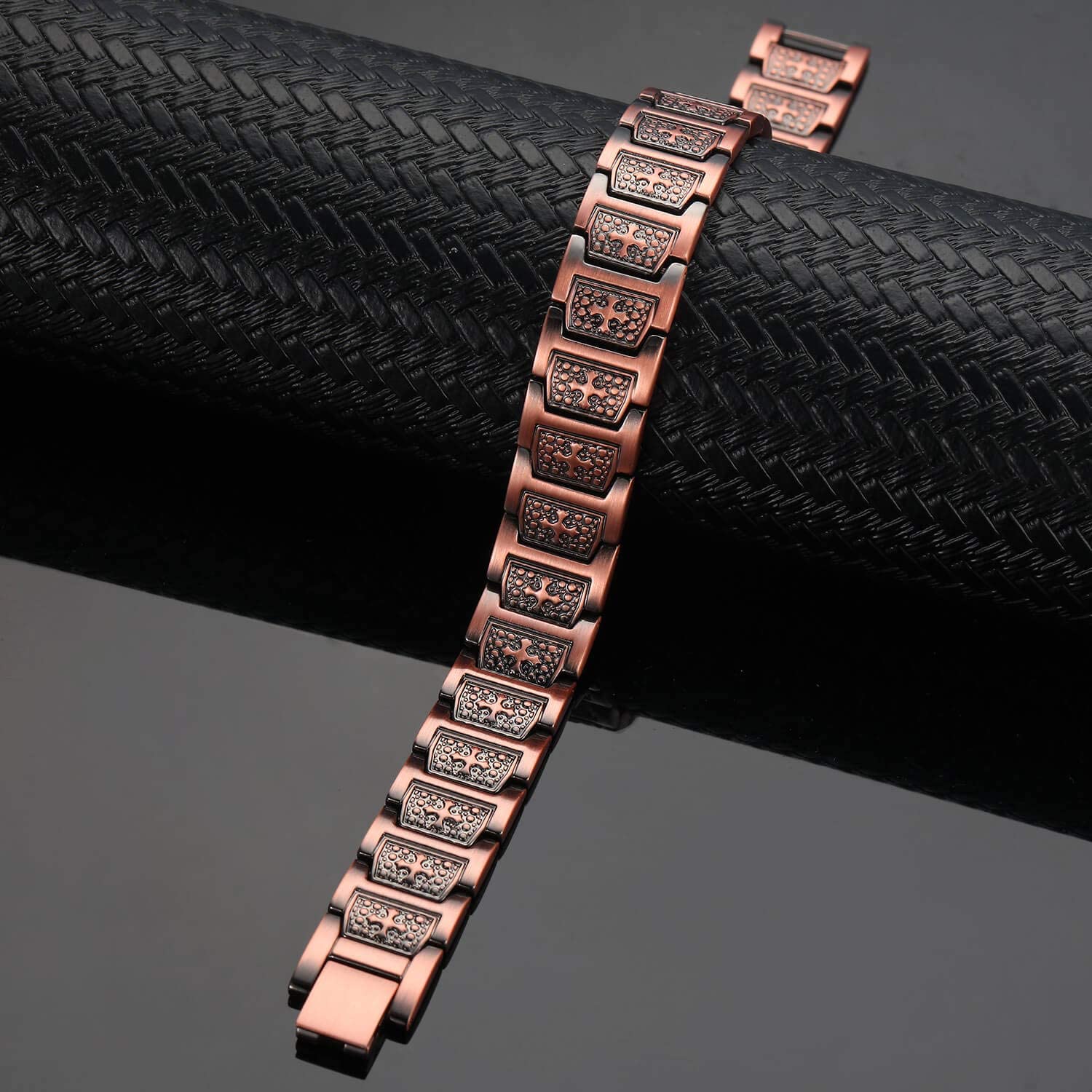 Men's red copper vintage model magnetic therapy stone cross bracelet-BUNNYKACHU