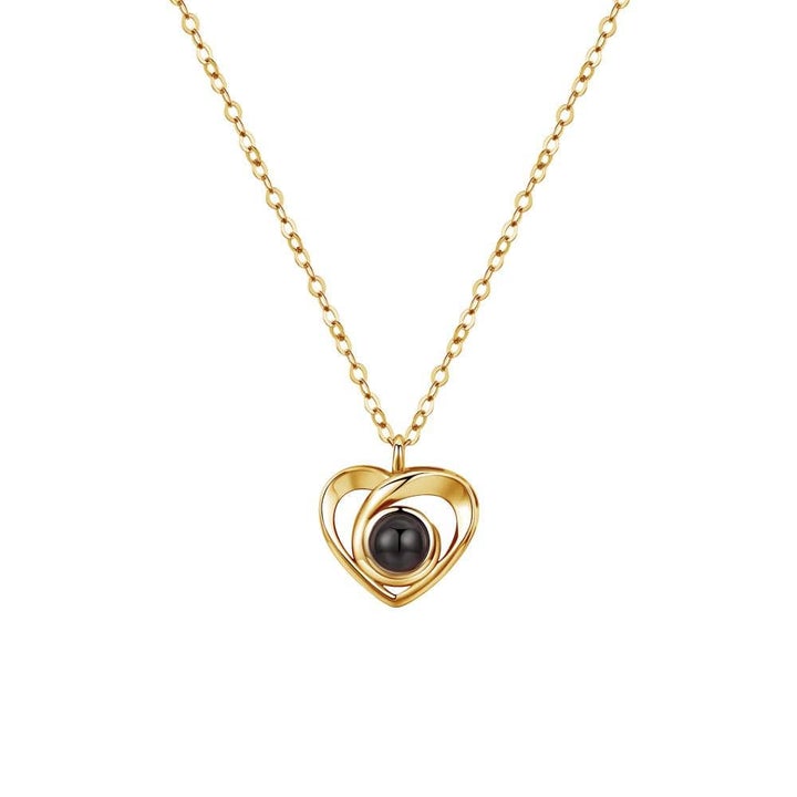 Personalized heart-shaped photo projection necklace-BUNNYKACHU