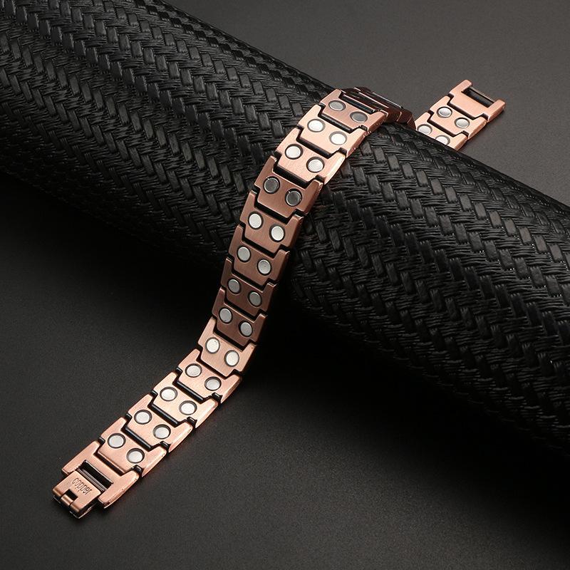 Men's red copper vintage model magnetic therapy stone cross bracelet-BUNNYKACHU