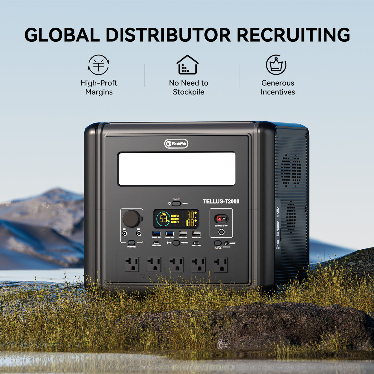 Flashfish T2000 Portable Power Station |【LFP】2000W+1536Wh