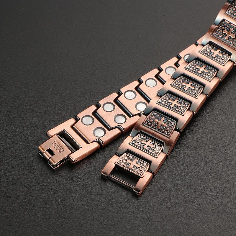 Men's red copper vintage model magnetic therapy stone cross bracelet-BUNNYKACHU