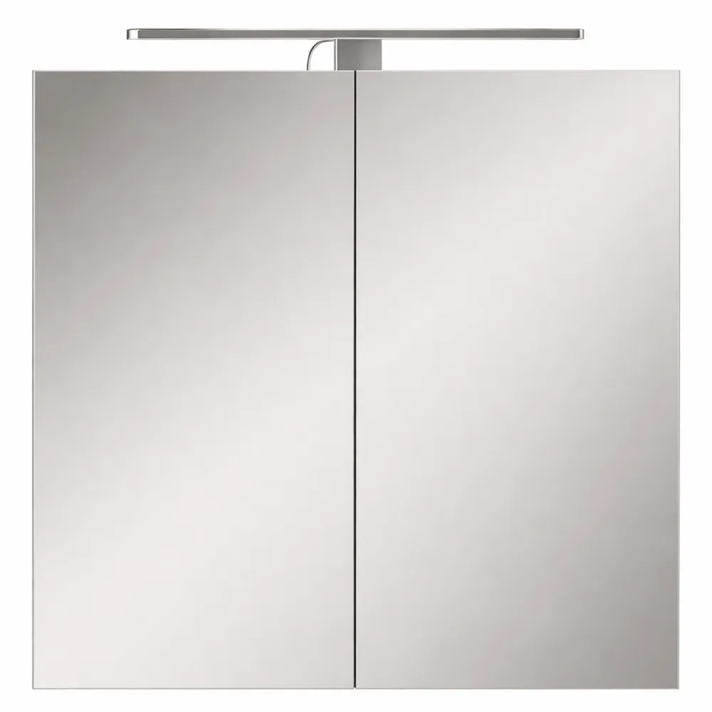 Armadio Specchio Bagno con LED, Bianco, 70x60 cm-Quiesden