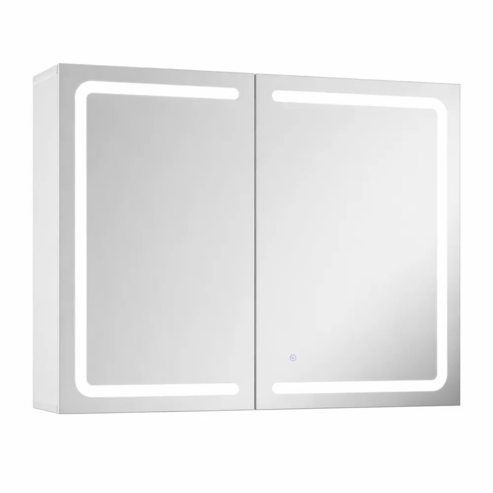 Armadietto Specchio Bagno con Luce e Ripiani Regolabili-Quiesden