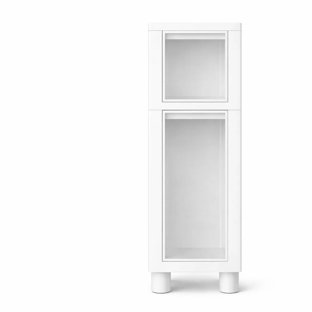 Colonna da bagno salvaspazio con cassetti trasparenti e ruote-Quiesden